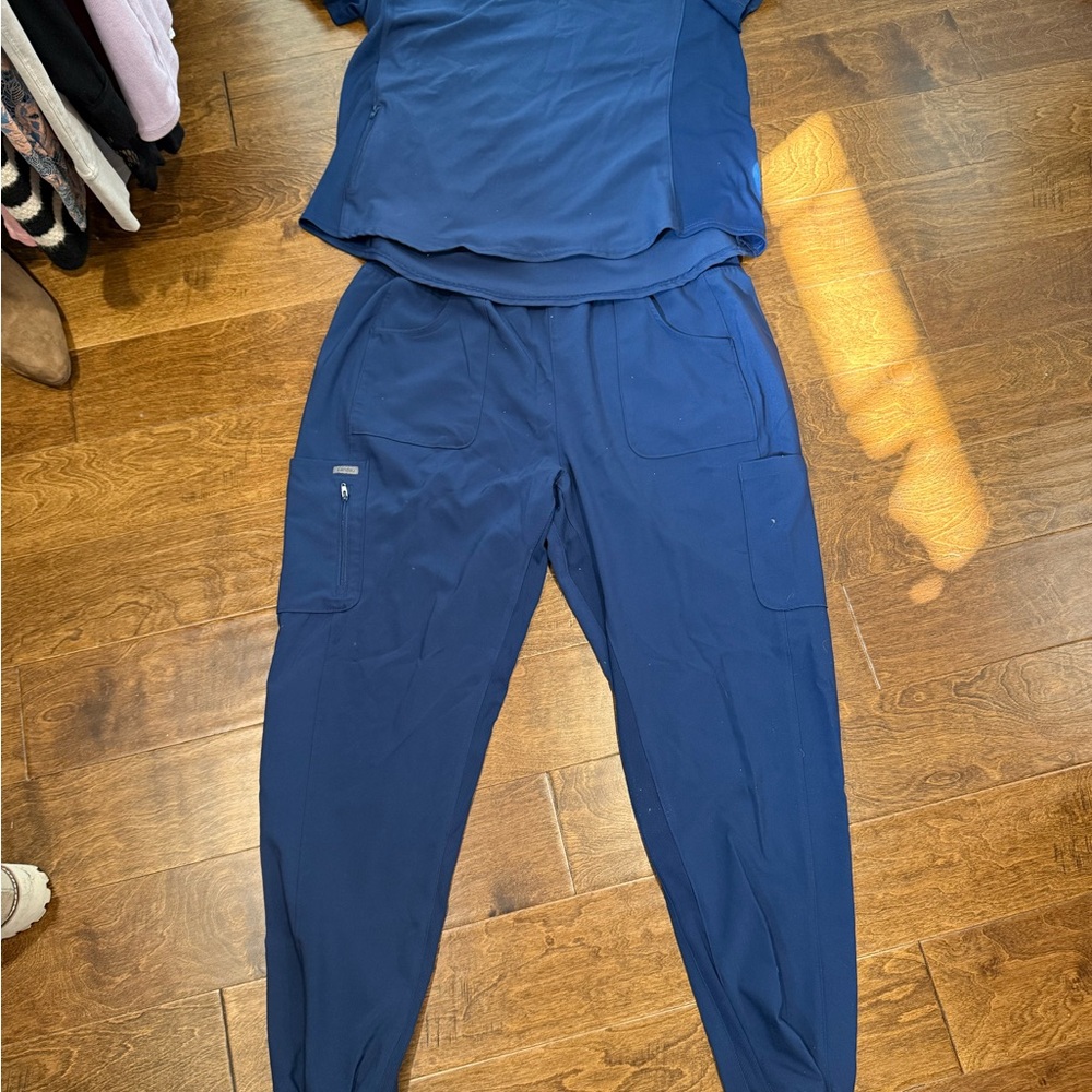 Landau Navy Blue Scrub Top XL